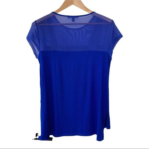 Cable & Gauge Blue Mesh Neck Short Sleeve Tee - Picture 1 of 4